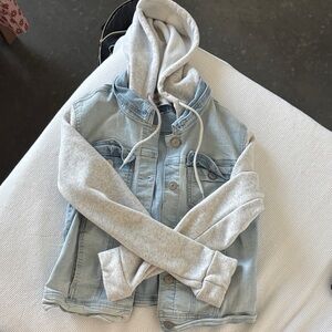 Kids Denim Jacket with Gray Hoodie
